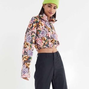 Fleece floral pullover sweatshirt - urban